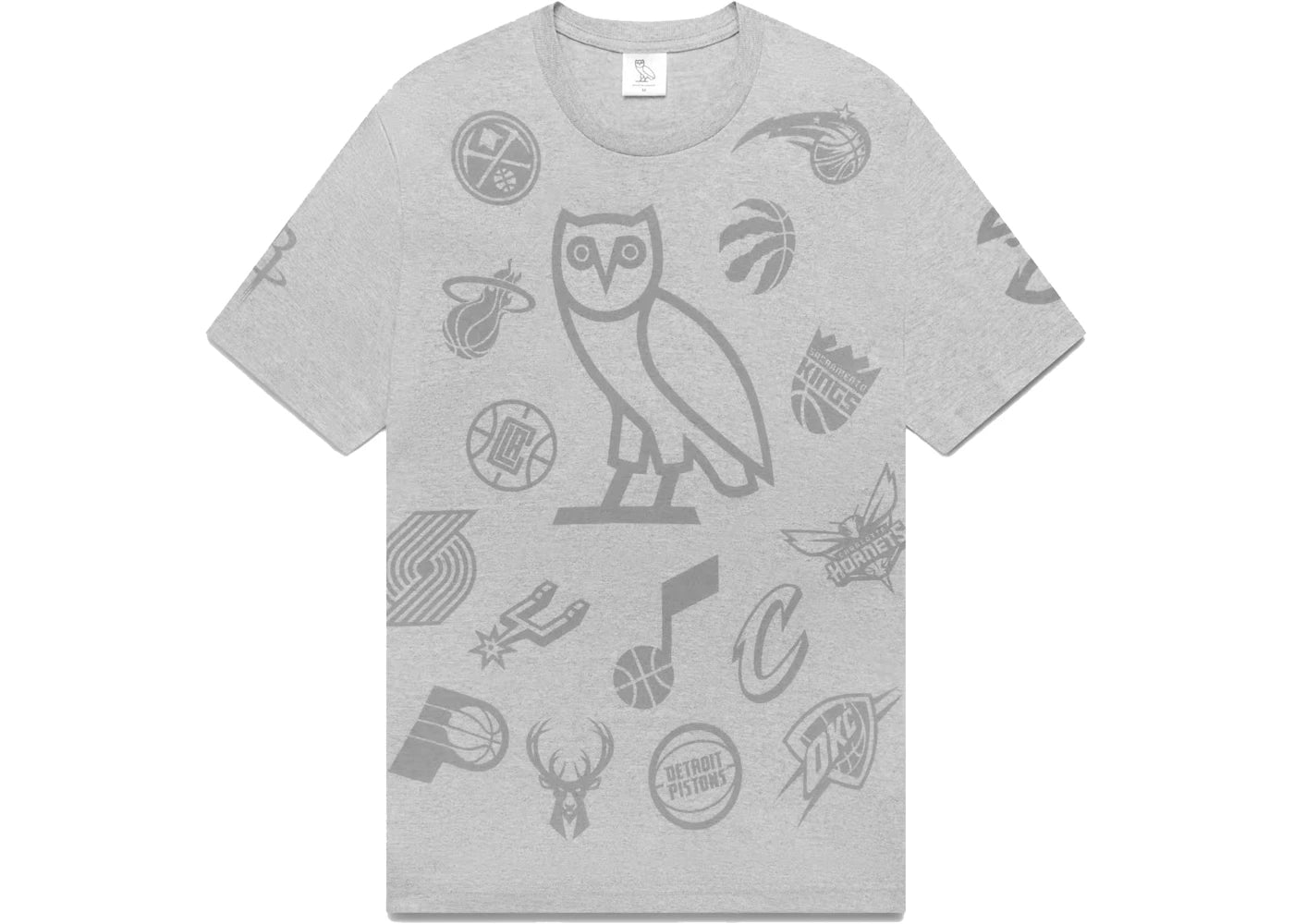 OVO NBA Team Icons OG Owl T-Shirt Heather Grey