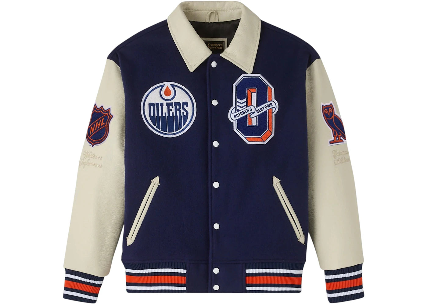 OVO NHL Edmonton Oilers Varsity Jacket Navy