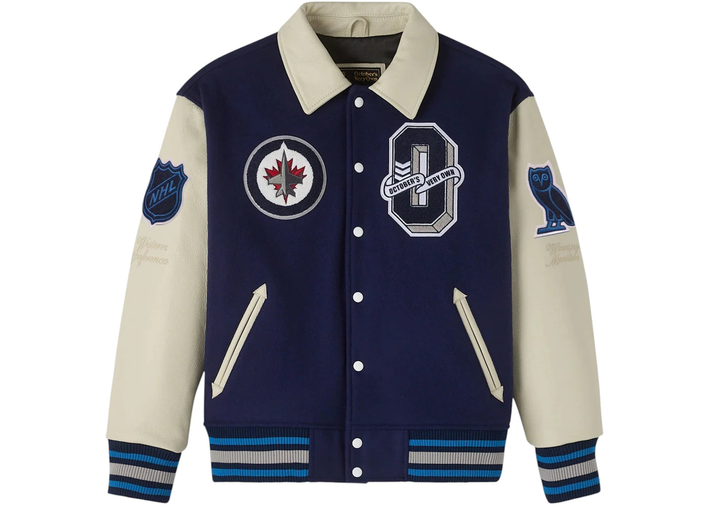 OVO NHL Winnipeg Jets Varsity Jacket Navy