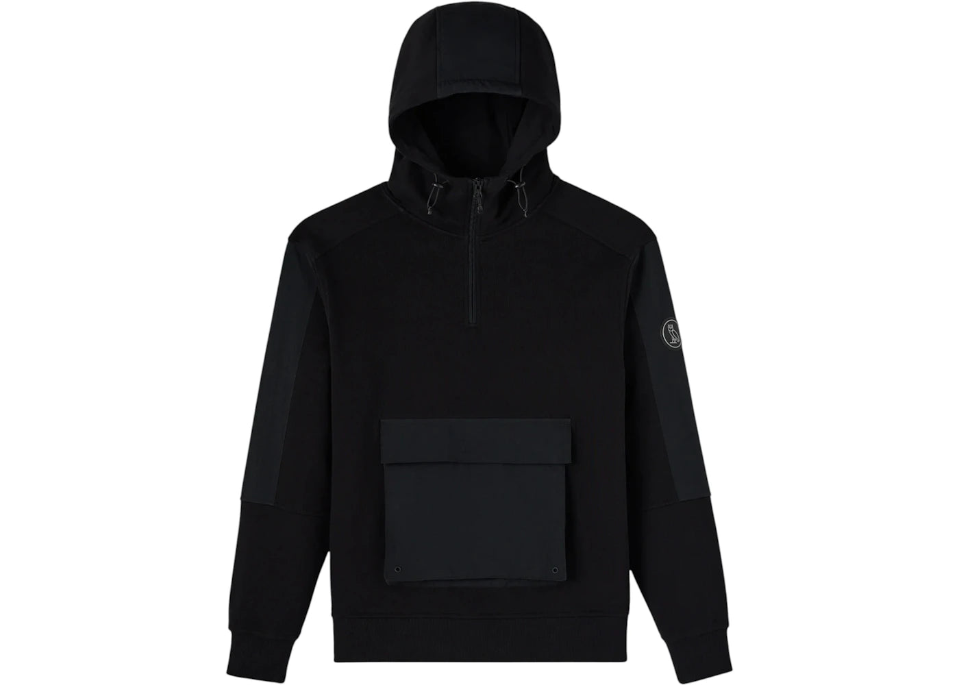 OVO Nylon Overlay Quarter-Zip Hoodie Black
