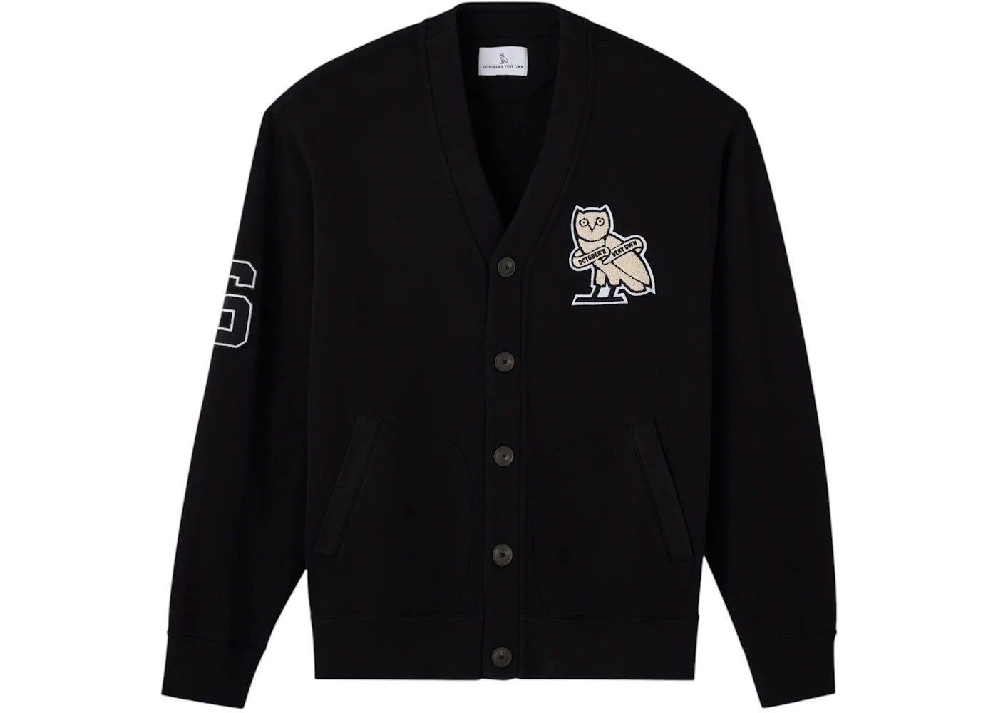 OVO Owls Varsity Fleece Cardigan Black