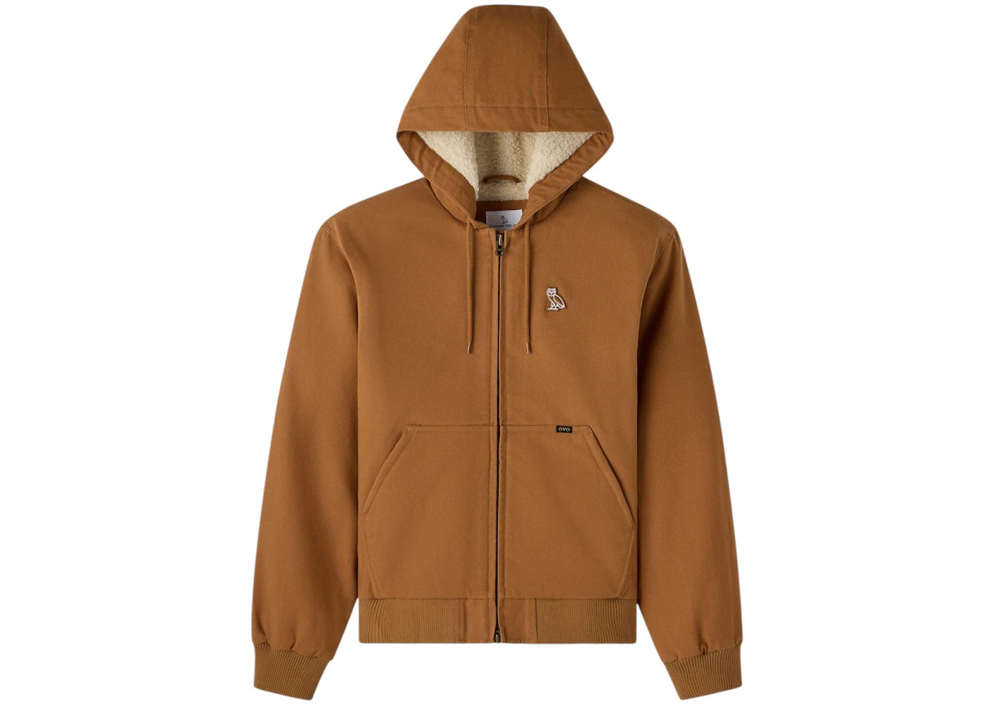 OVO Sherpa Lined Hooded Work Jacket Brown