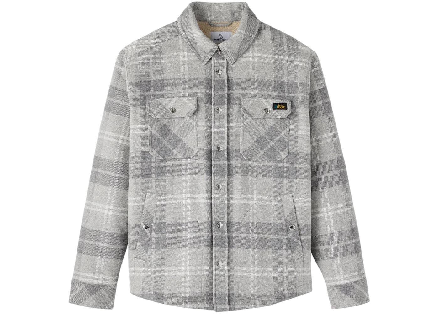 OVO Sherpa Lined Shirt Jacket Heather Grey Plaid