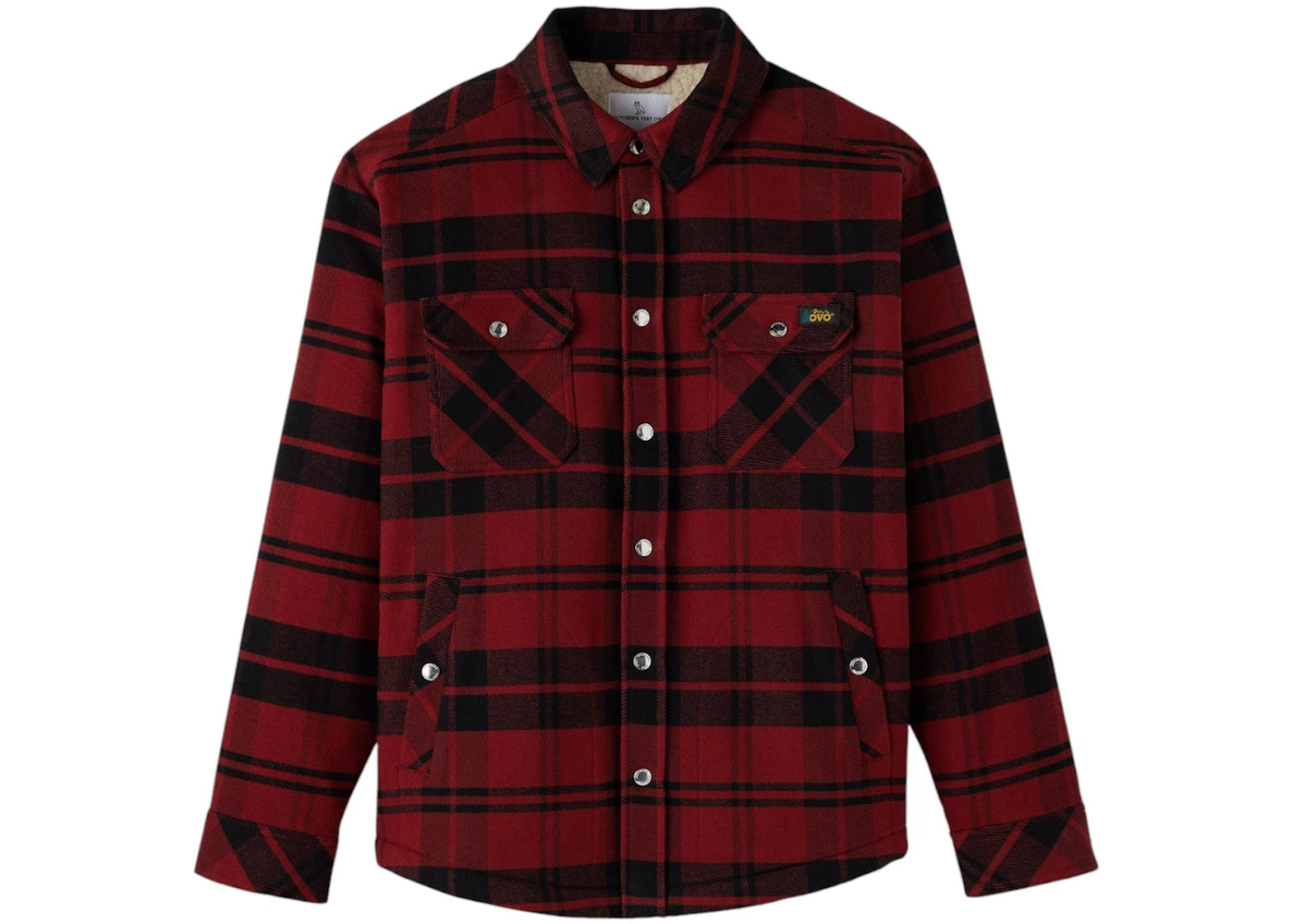 OVO Sherpa Lined Shirt Jacket Red Plaid