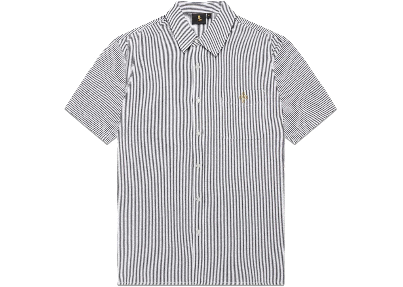 OVO Short Sleeve Seersucker Button Up Shirt Black/White