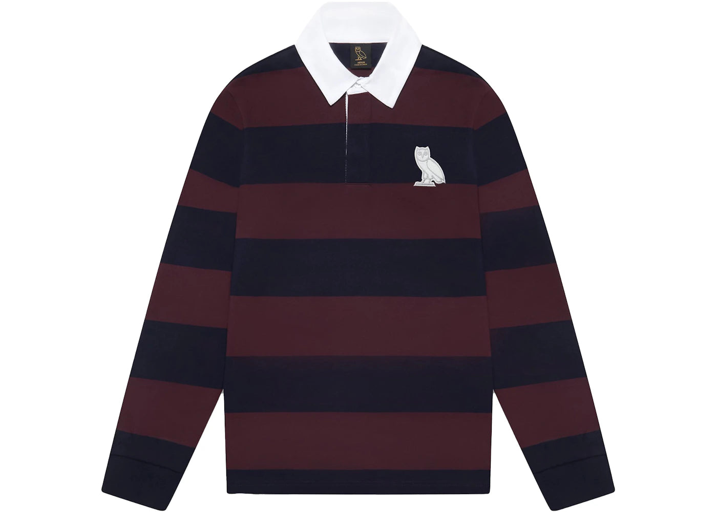 OVO Striped Rugby Polo Burgundy/Navy