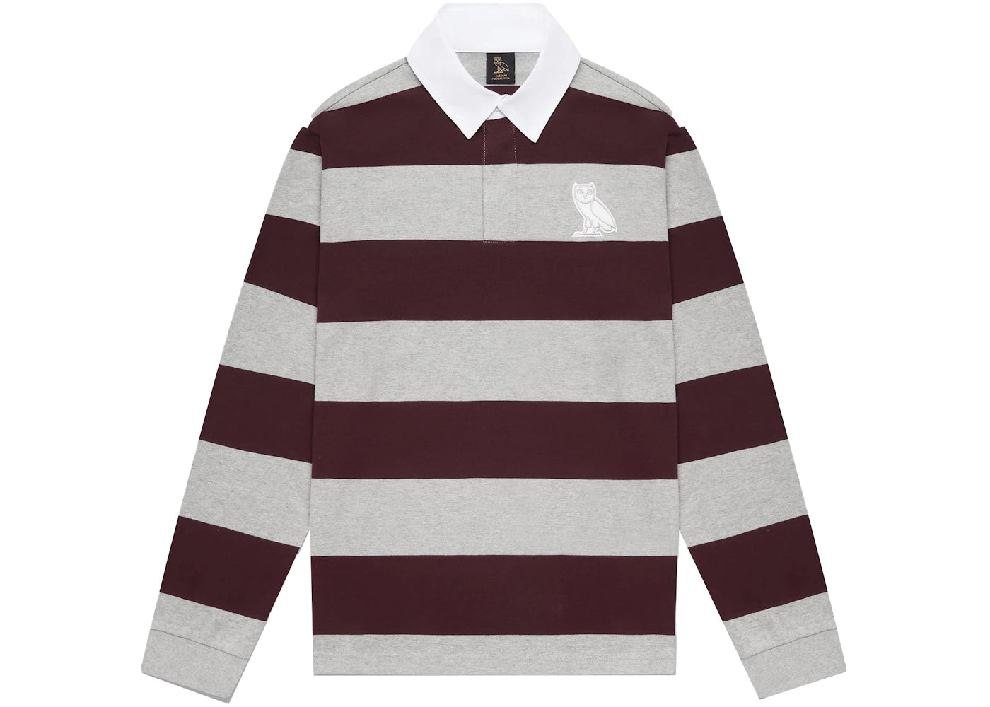 OVO Striped Rugby Polo Heather Grey/Burgundy