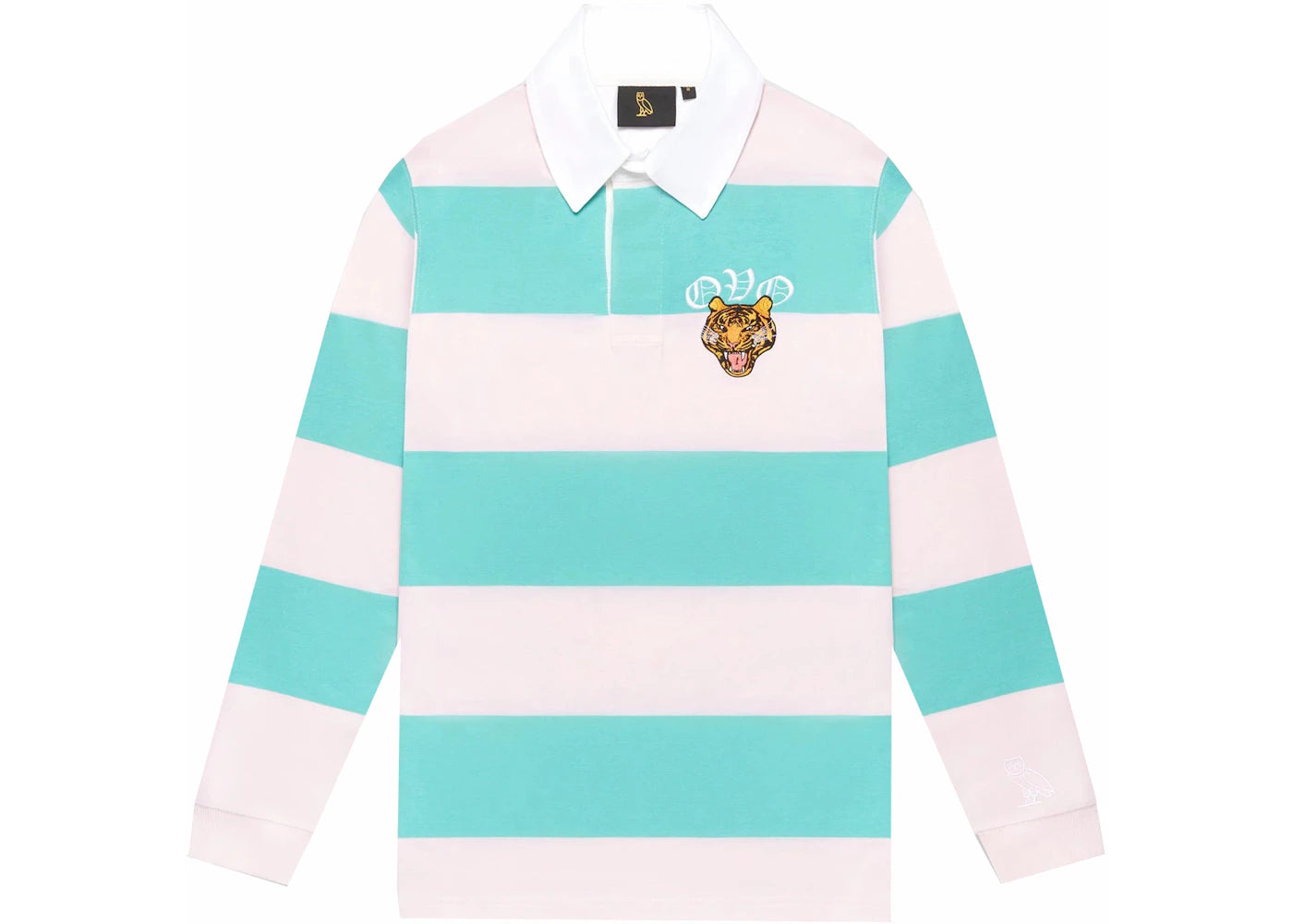 OVO Striped Tiger Rugby Shirt Pink/Turquoise