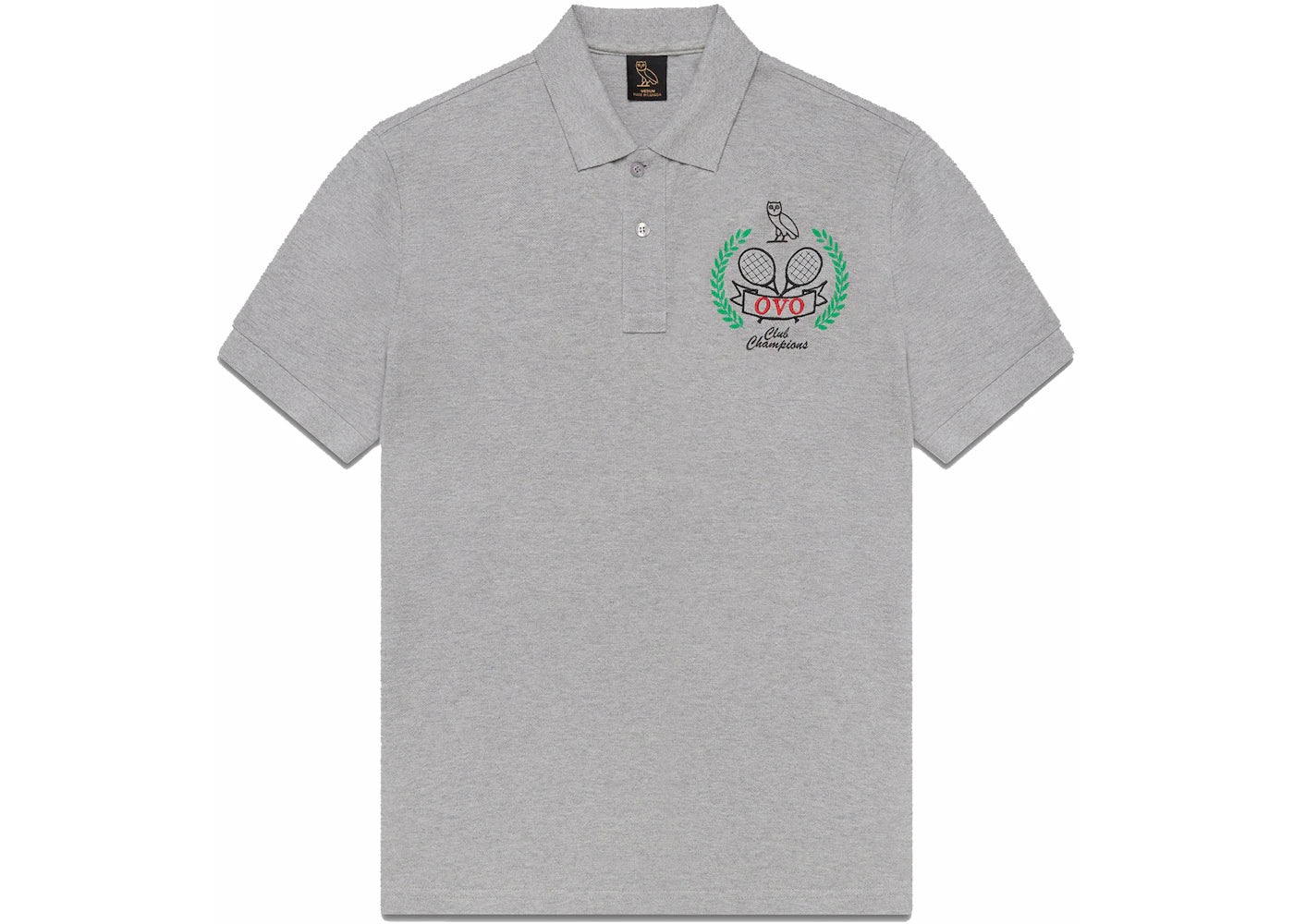 OVO Tennis Crest Pique Polo Heather Grey