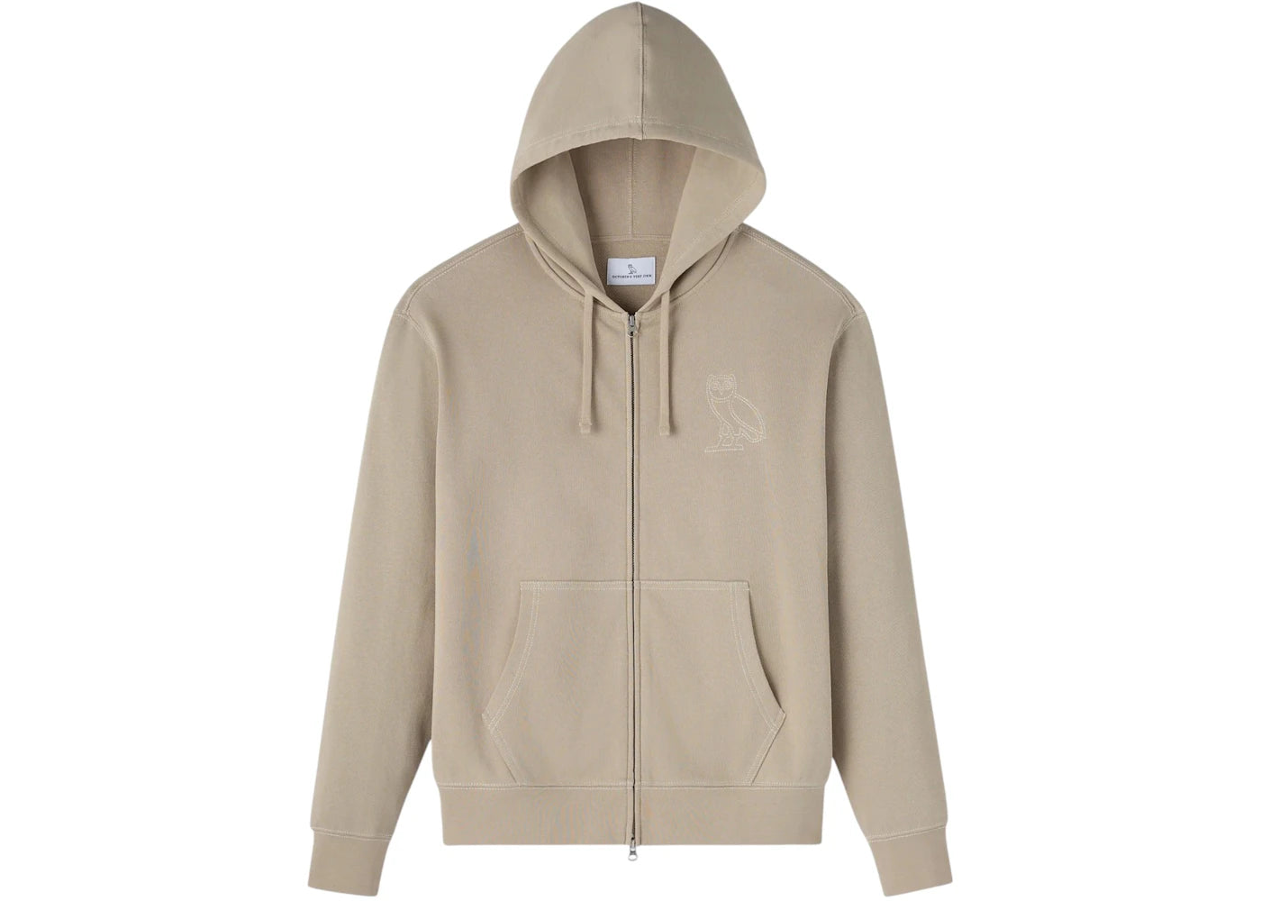 OVO Tonal Stitch Full-Zip Hoodie Beige