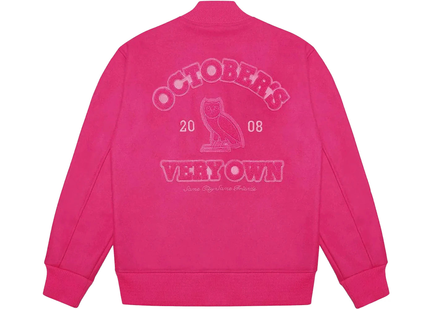 OVO Valentine's Sweeterman Varsity Jacket Fuschia