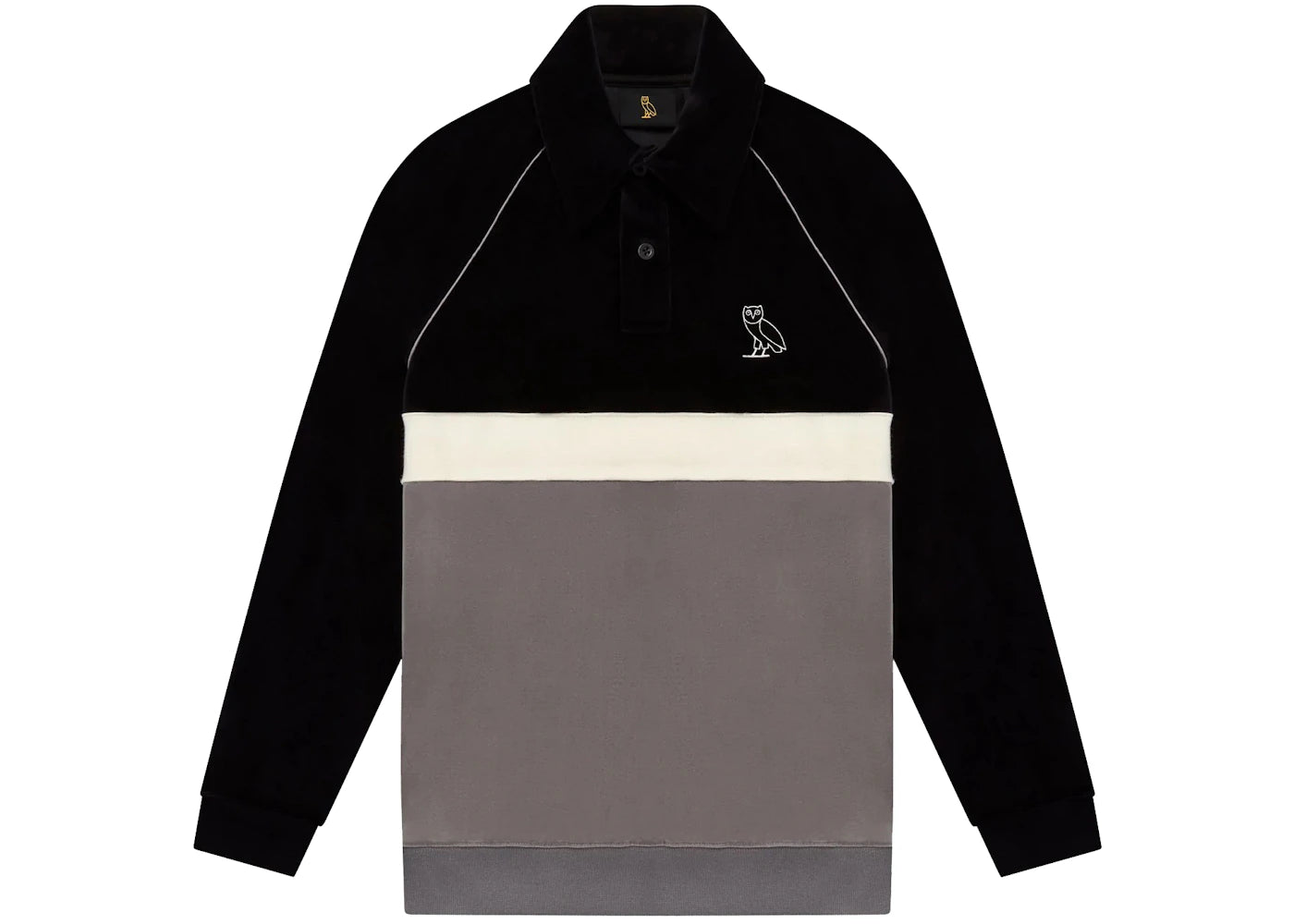 OVO Velour Longsleeve Polo Black/Gray