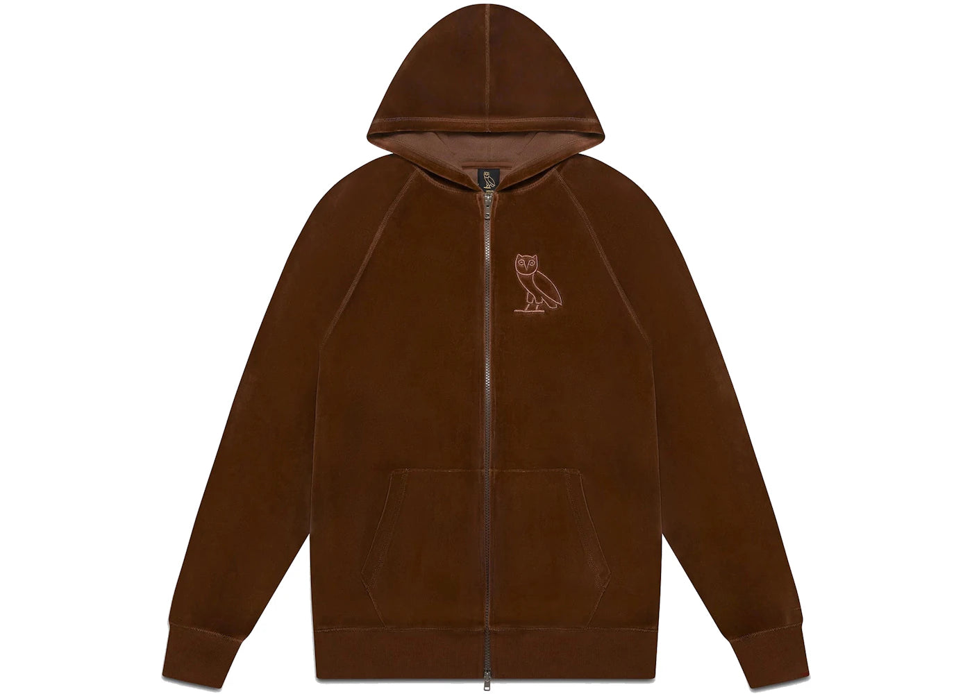 OVO Velour Zip Hoodie Brown