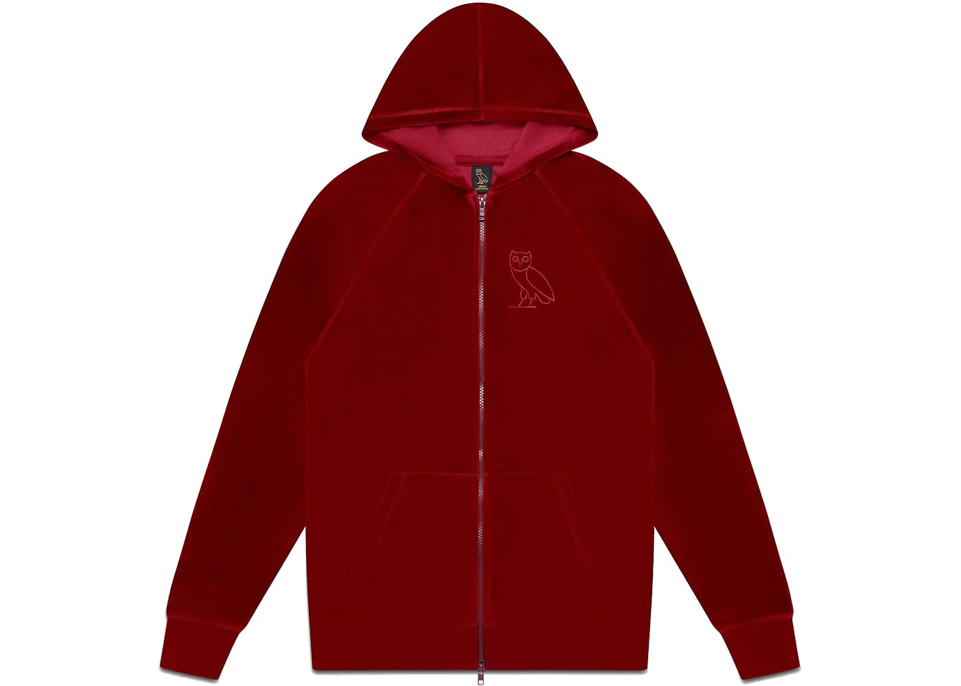 OVO Velour Zip Hoodie Burgundy