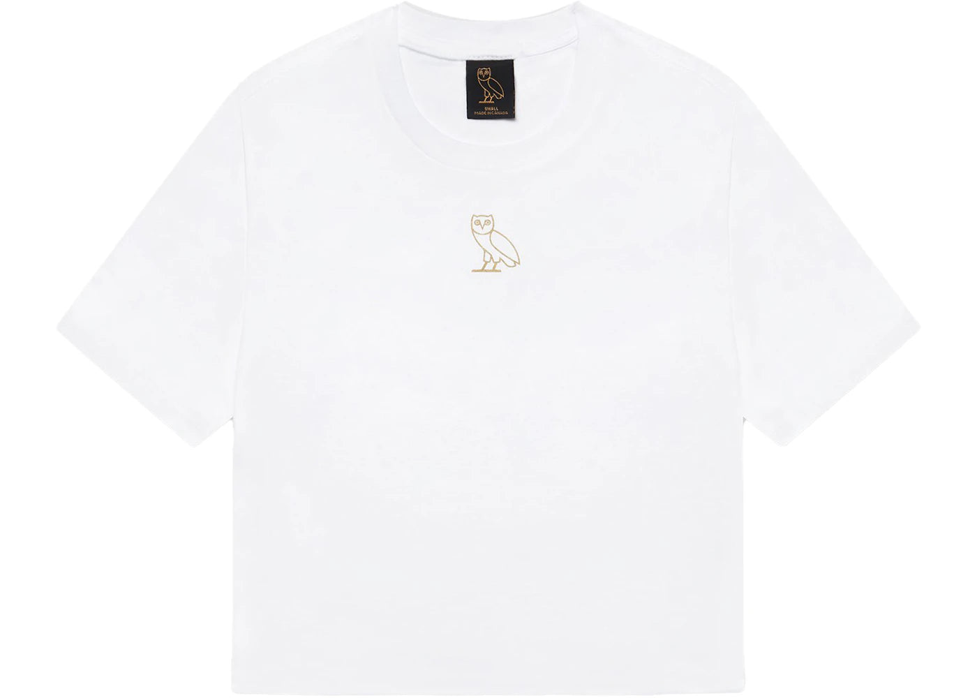 OVO Womens Classic Owl Cropped T-shirt White