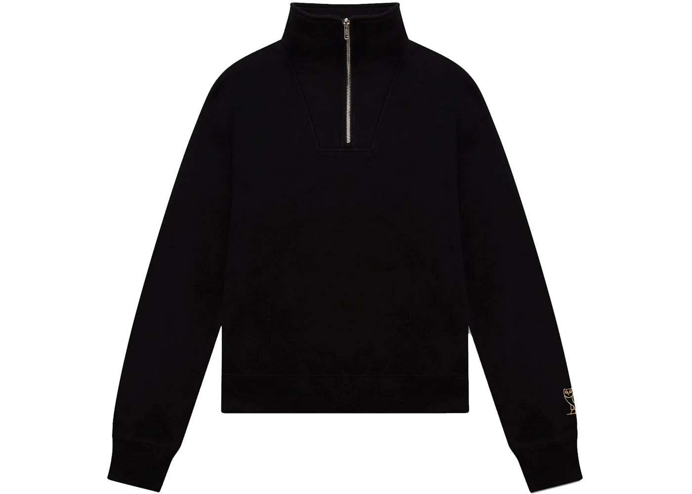 OVO Womens Classic Owl Half Zip Mock Neck Black