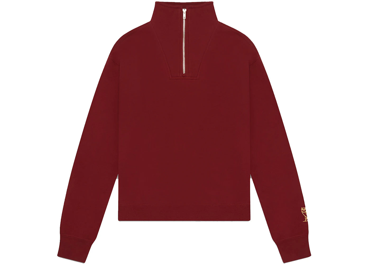 OVO Womens Classic Owl Half Zip Mock Neck Burgundy