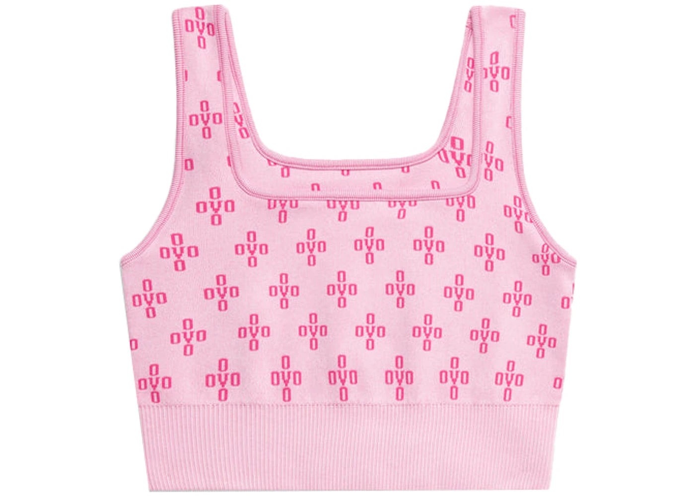 OVO Women's Monogram Rib Knit Crop Top Pale Pink/Dark Pink