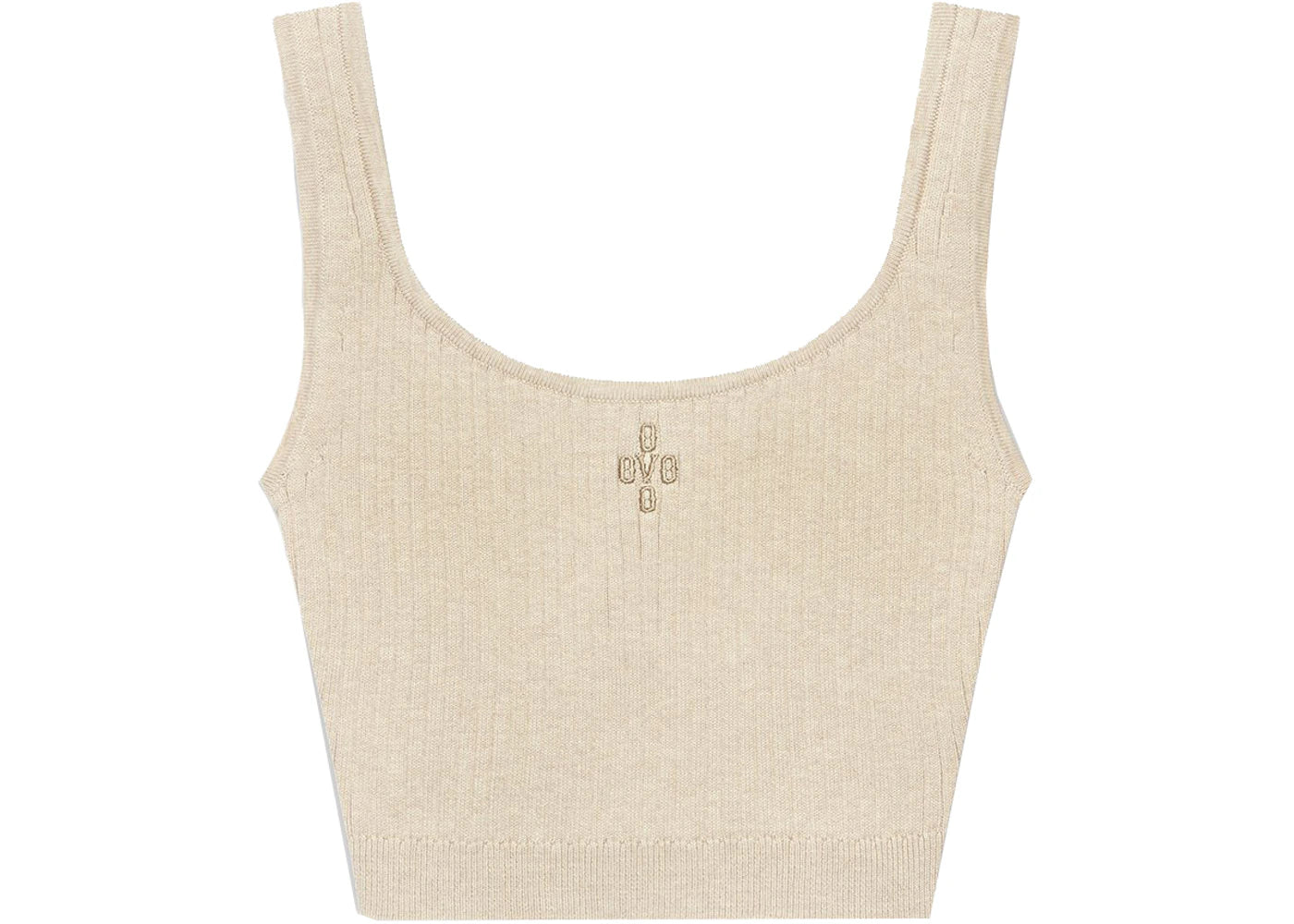 OVO Womens Ribbed Knit Cropped Tank Oatmeal