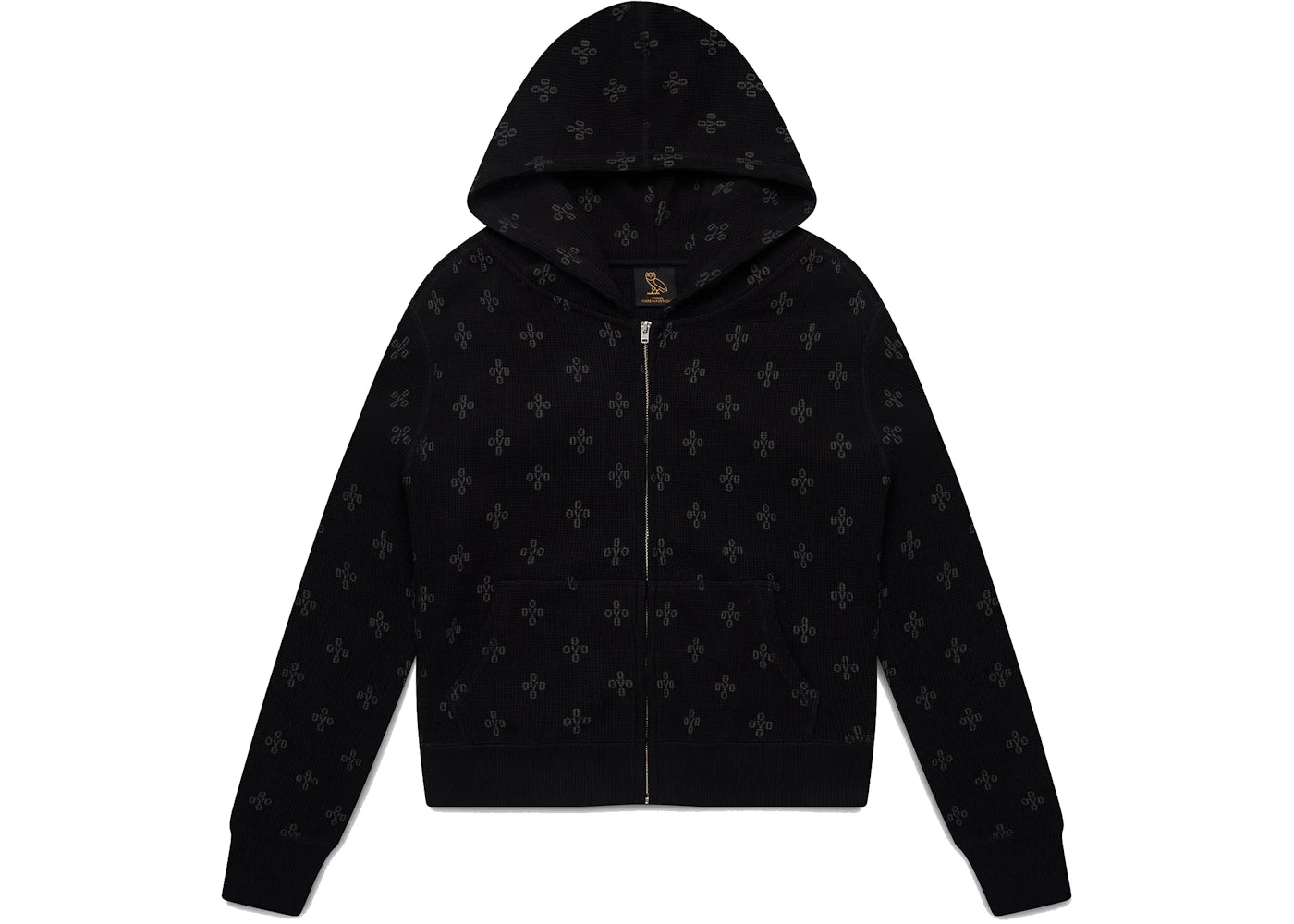 OVO Womens Waffle Full Zip Hoodie Black