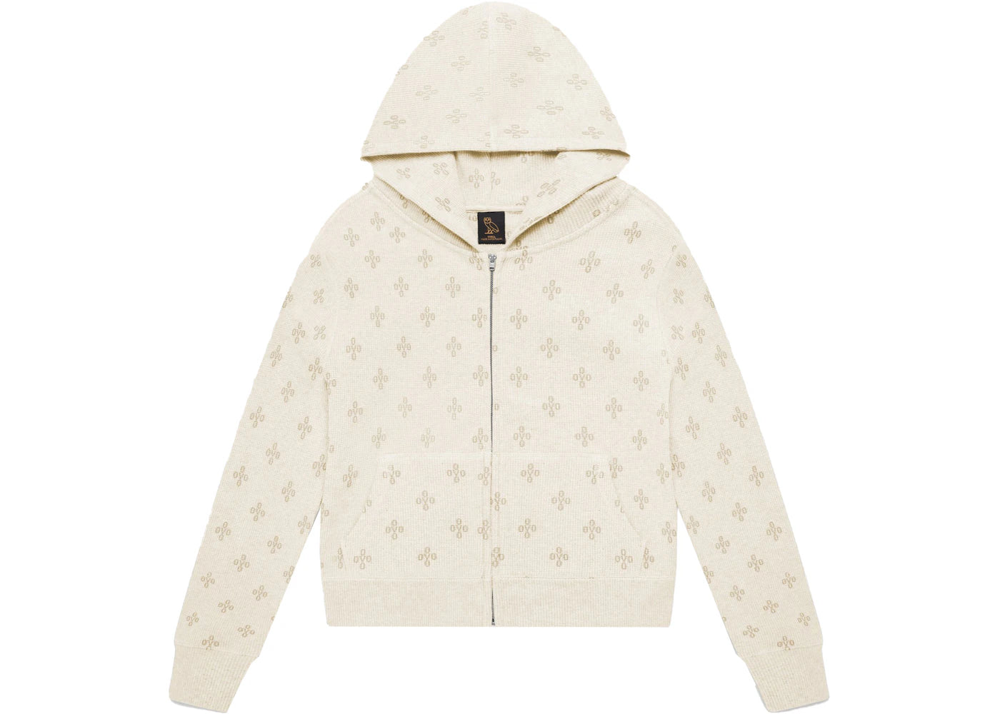 OVO Womens Waffle Full Zip Hoodie Cream