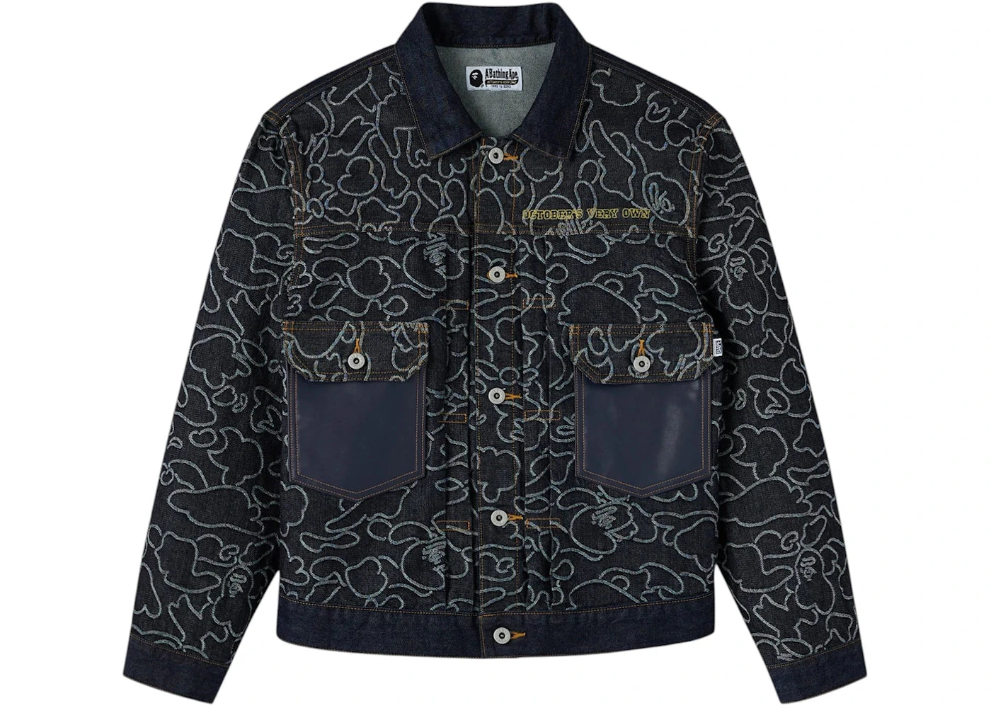 OVO x BAPE Neon 1st Camo Denim Jacket Indigo