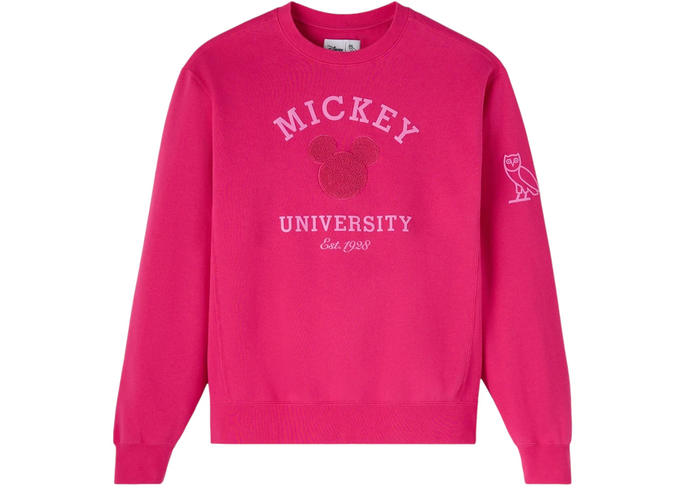 OVO x Disney Valentine's Collegiate Crewneck Fuchsia