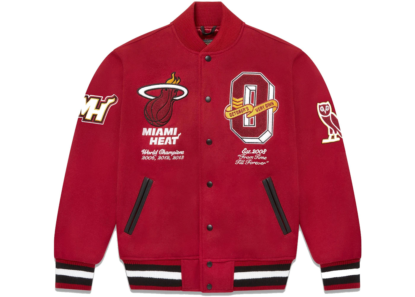 OVO x NBA Heat Varsity Jacket Red