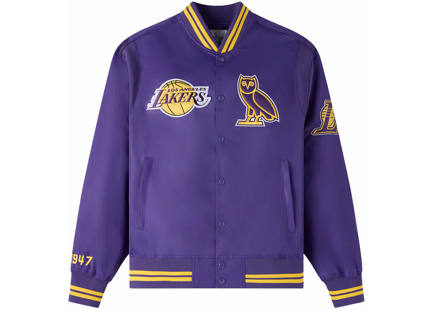 OVO x NBA Los Angeles Lakers Satin Varsity Jacket Purple