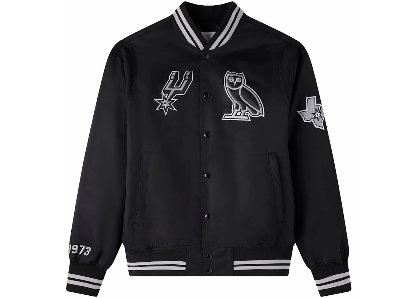 OVO x NBA San Antonio Spurs Satin Varsity Jacket Black