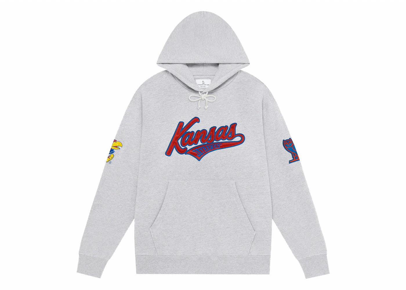 OVO x NCAA Kansas Jayhawks Hoodie Ash Heather Grey