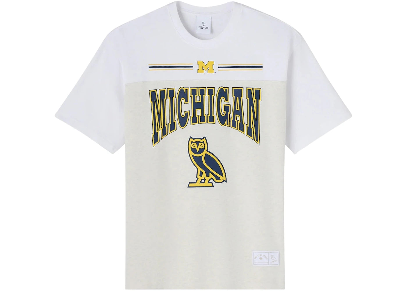 OVO x NCAA Michigan Wolverines Paneled T-shirt Ash Heather Grey