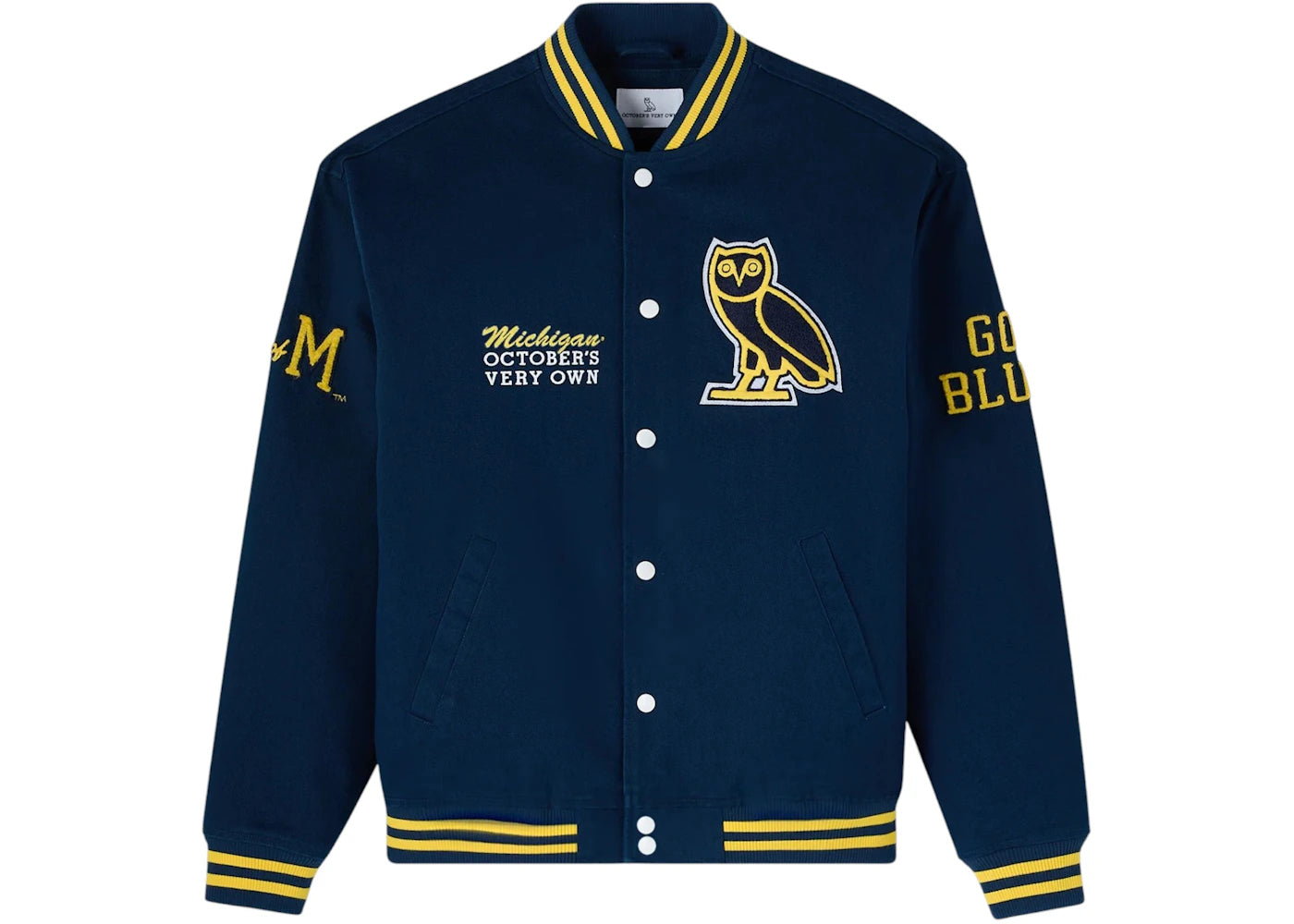 OVO x NCAA Michigan Wolverines Varsity Jacket Navy