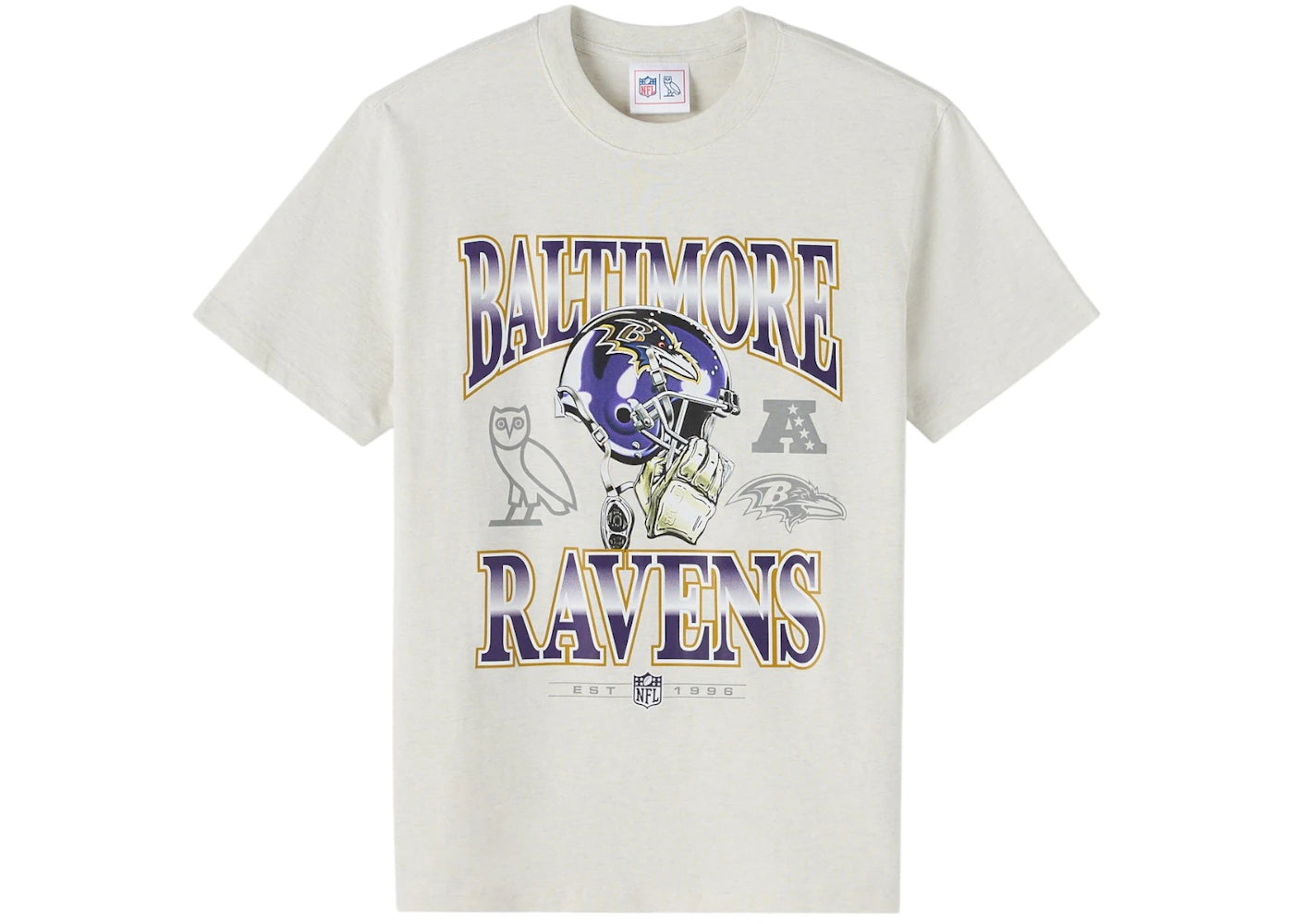 OVO x NFL Baltimore Ravens Graphic Team T-Shirt Ash Heather Grey