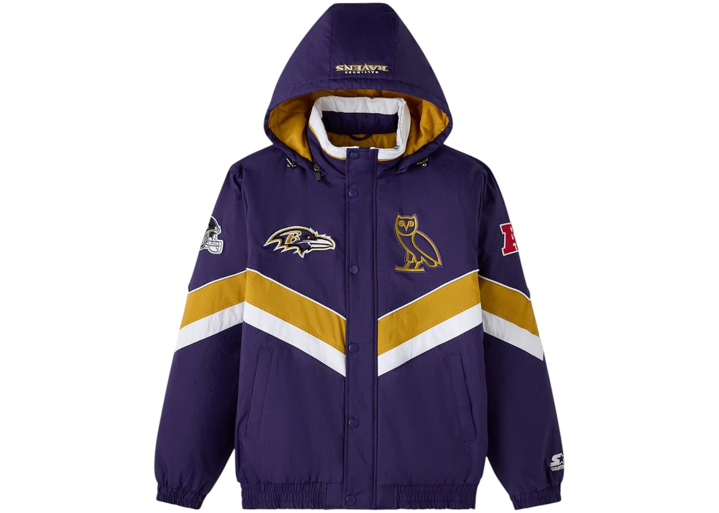 OVO x NFL Baltimore Ravens Starter Sideline Puffer Jacket Purple