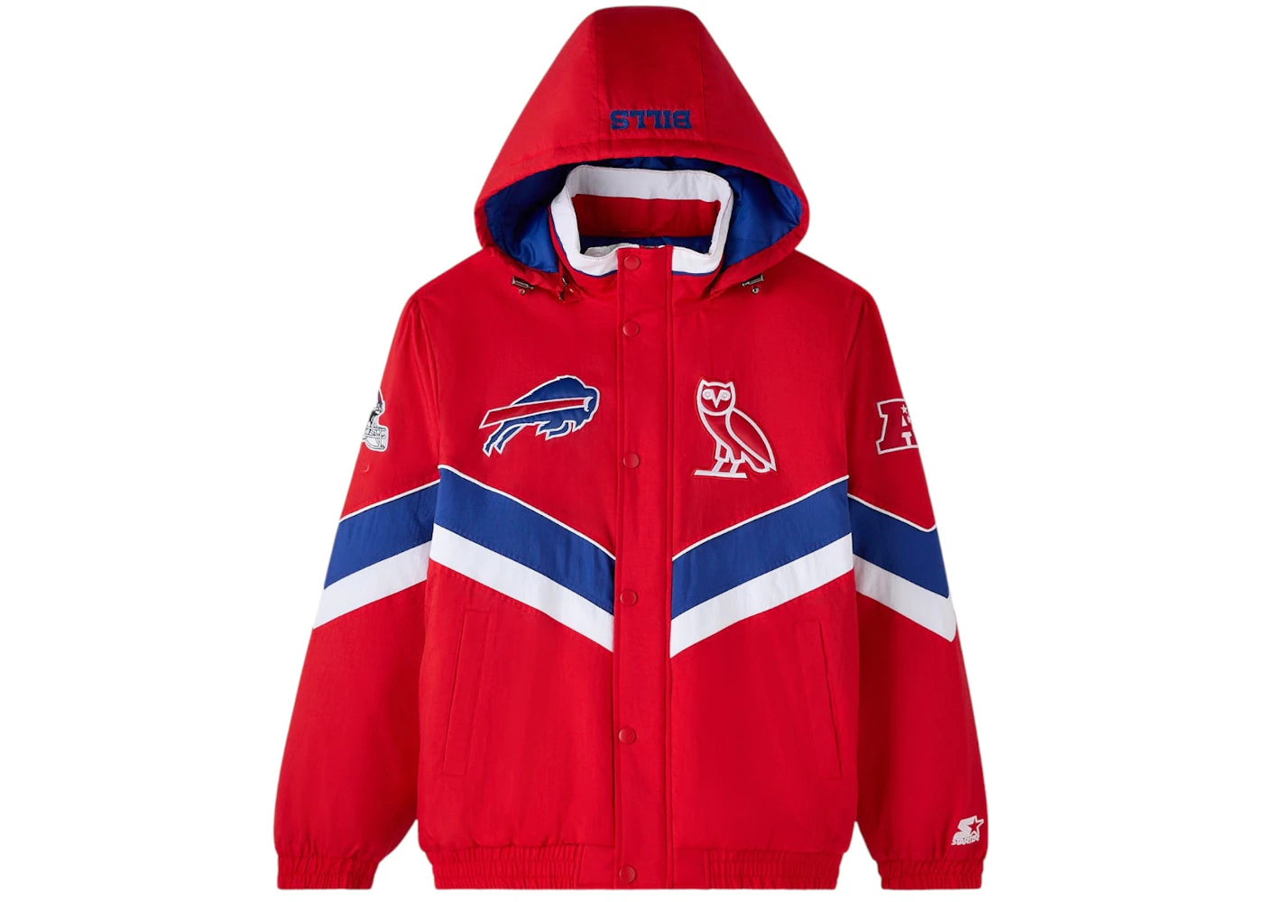 OVO x NFL Buffalo Bills Starter Sideline Puffer Jacket Red