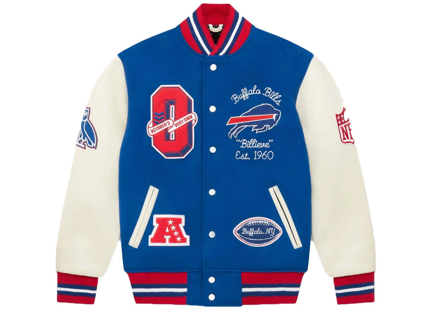 OVO x NFL Buffalo Bills Varsity Jacket Blue