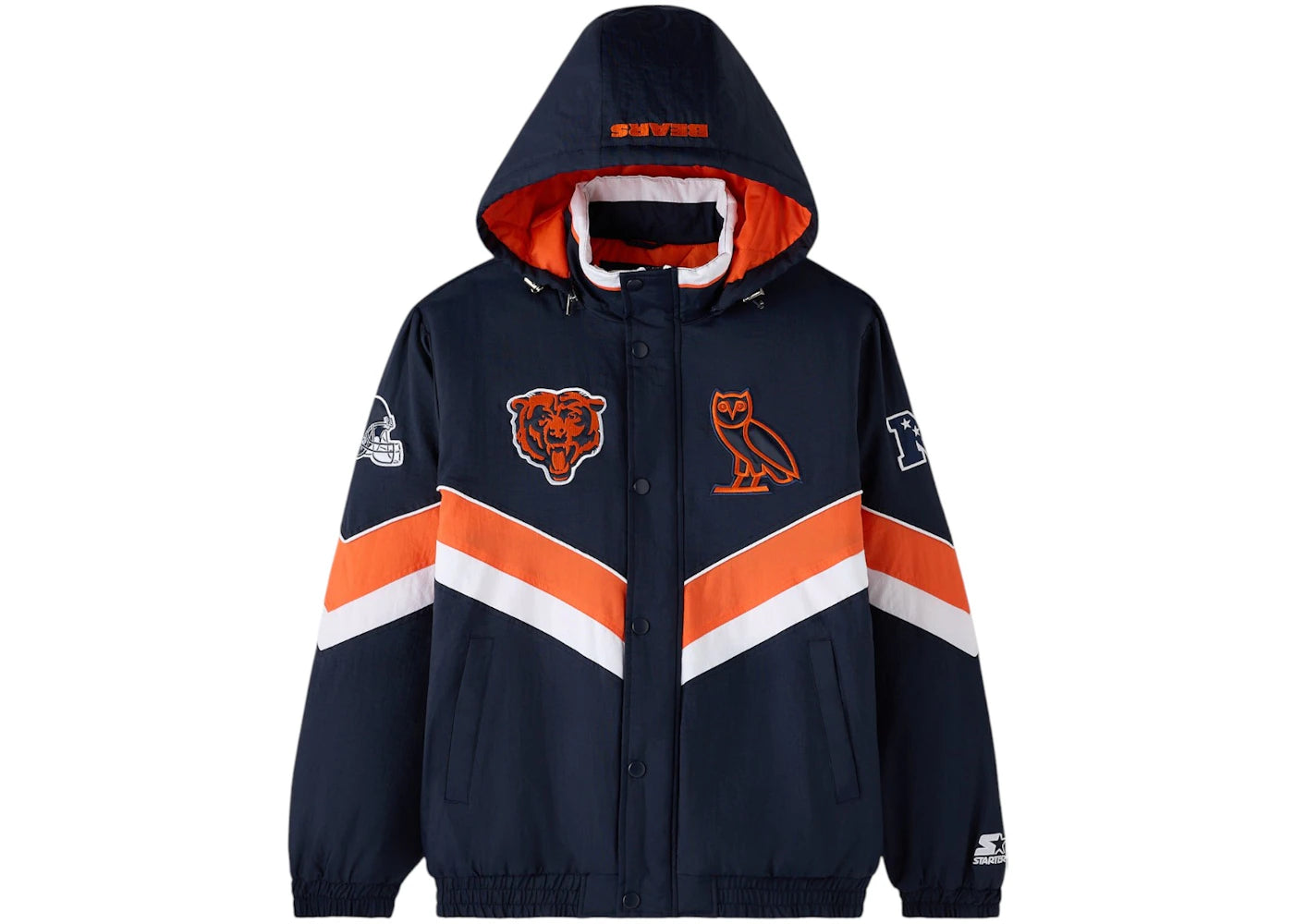 OVO x NFL Chicago Bears Starter Sideline Puffer Jacket Navy