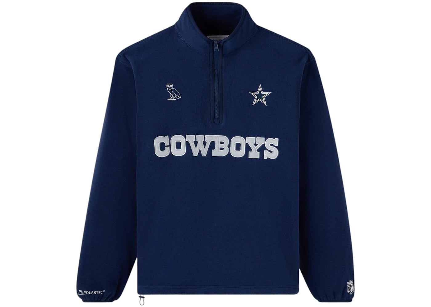 OVO x NFL Dallas Cowboys Polartec Mock Neck Quarter-Zip Microfleece Sweatshirt Navy