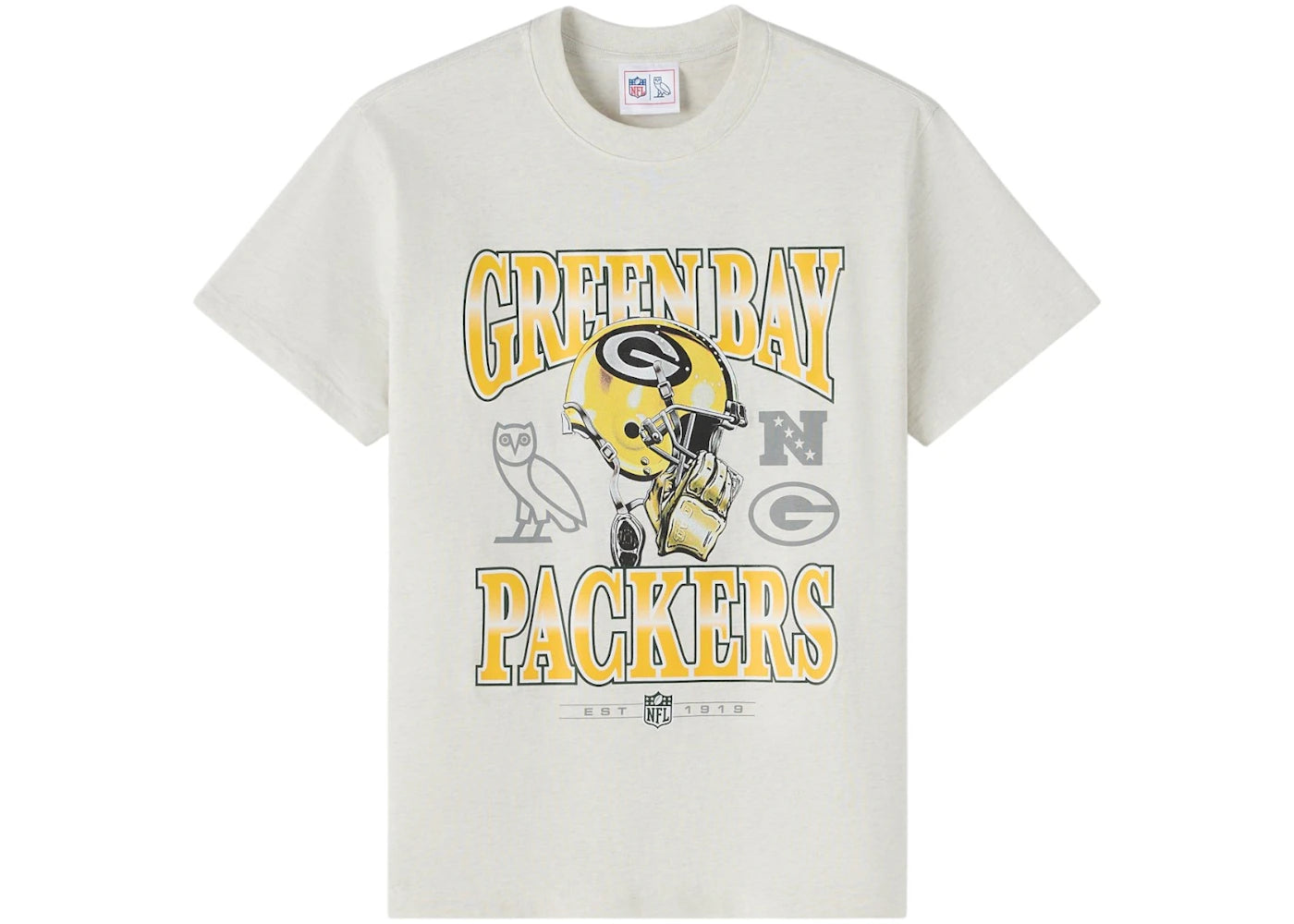 OVO x NFL Green Bay Packers Graphic Team T-Shirt Ash Heather Grey