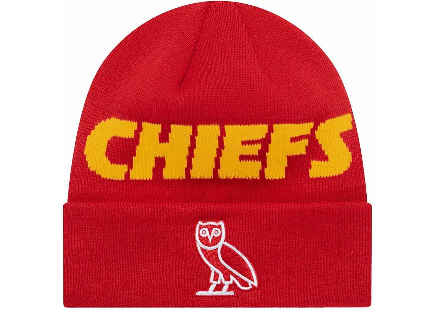 OVO x NFL Kansas City Chiefs New Era Beanie Red