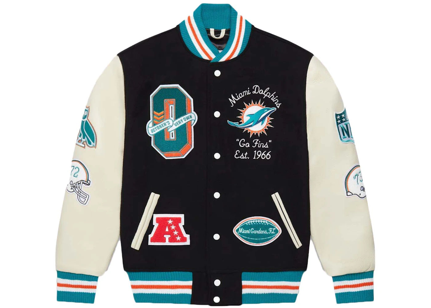 OVO x NFL Miami Dolphins Varsity Jacket Black