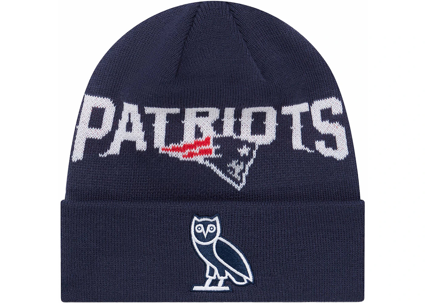 OVO x NFL New England Patriots New Era Beanie Blue