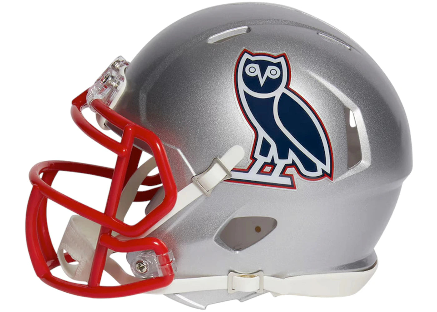 OVO x NFL New England Patriots Riddell Mini Helmet Silver