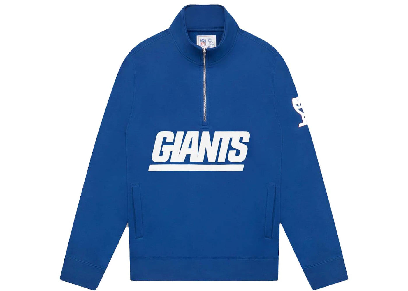 OVO x NFL New York Giants 1/4 Zip Mock Neck Blue