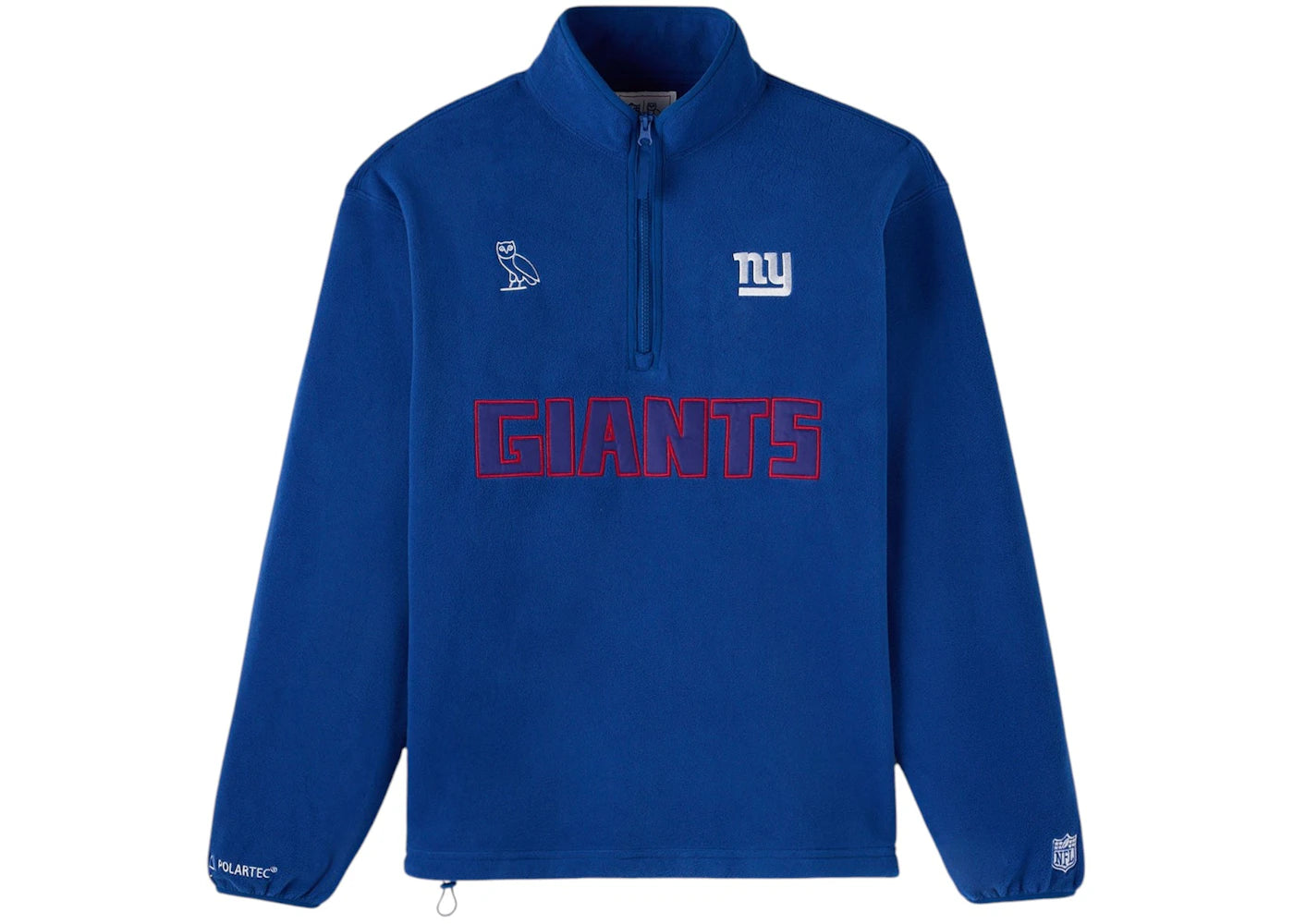 OVO x NFL New York Giants Polartec Mock Neck Quarter-Zip Fleece Blue