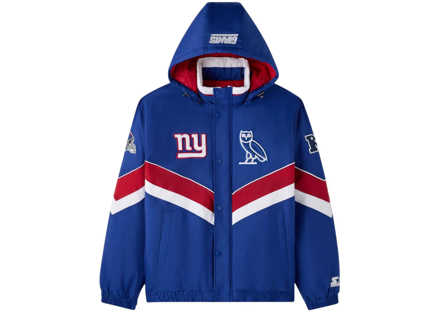 OVO x NFL New York Giants Sideline Starter Puffer Jacket Blue