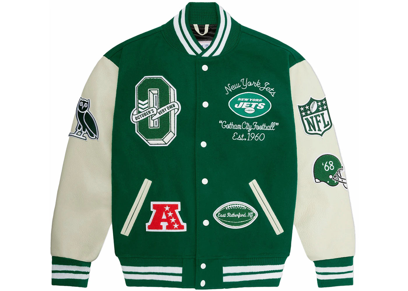 OVO x NFL New York Jets Varsity Jacket Green