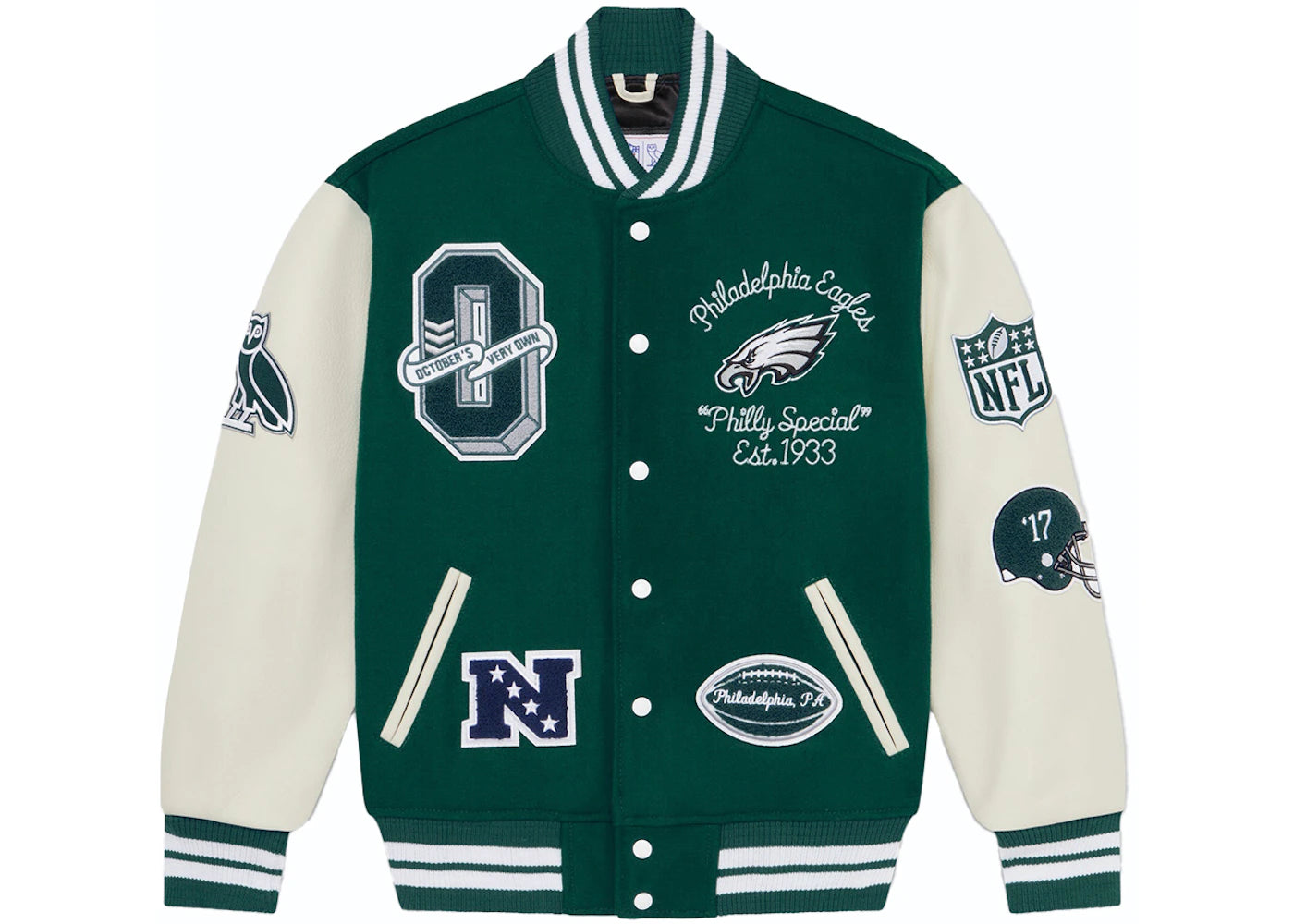 OVO x NFL Philadelphia Eagles Varsity Jacket Green