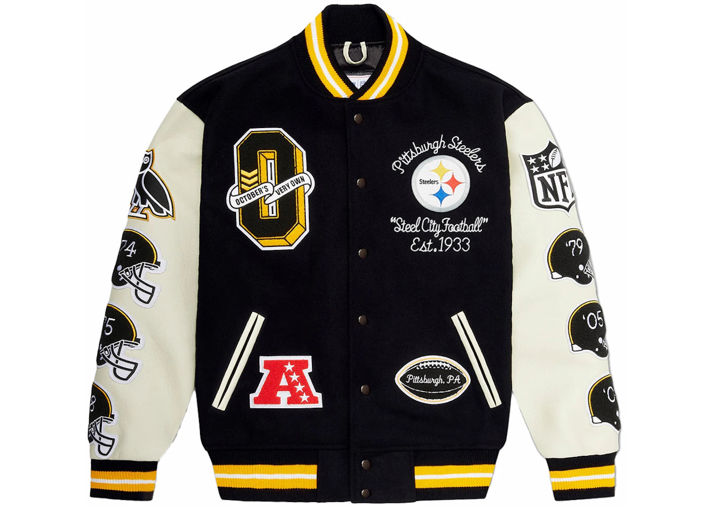 OVO x NFL Pittsburgh Steelers Varsity Jacket Black